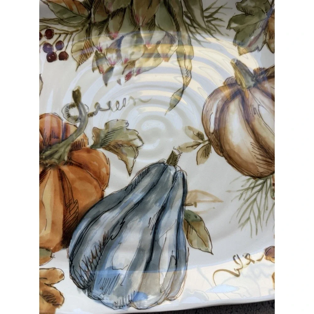 maxcera Blue Pumpkin Dinner Plate hand-painted